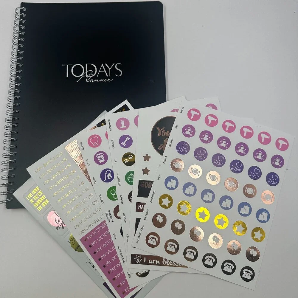 Today Hardcover 2025 Spiral Bound Undated Task Planner Notebook With Stickers